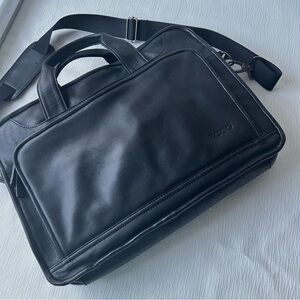 ECCO Black Leather laptop padded Bag